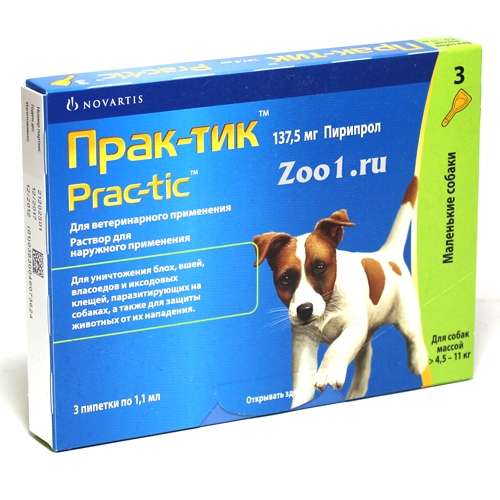 Прак-тик капли инсекто-акарицидные для собак весом 4,5 – 11 кг