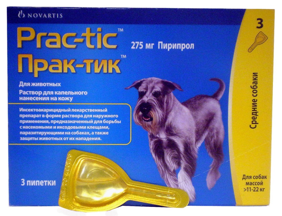 Прак-тик капли инсекто-акарицидные для собак весом 11 – 22 кг
