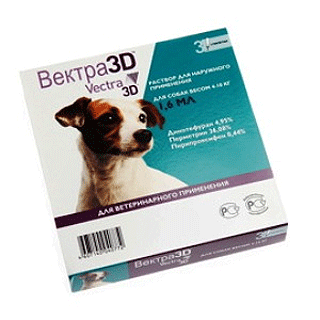 Вектра 3D капли инсектоакарицидные для собак весом 4–10 кг